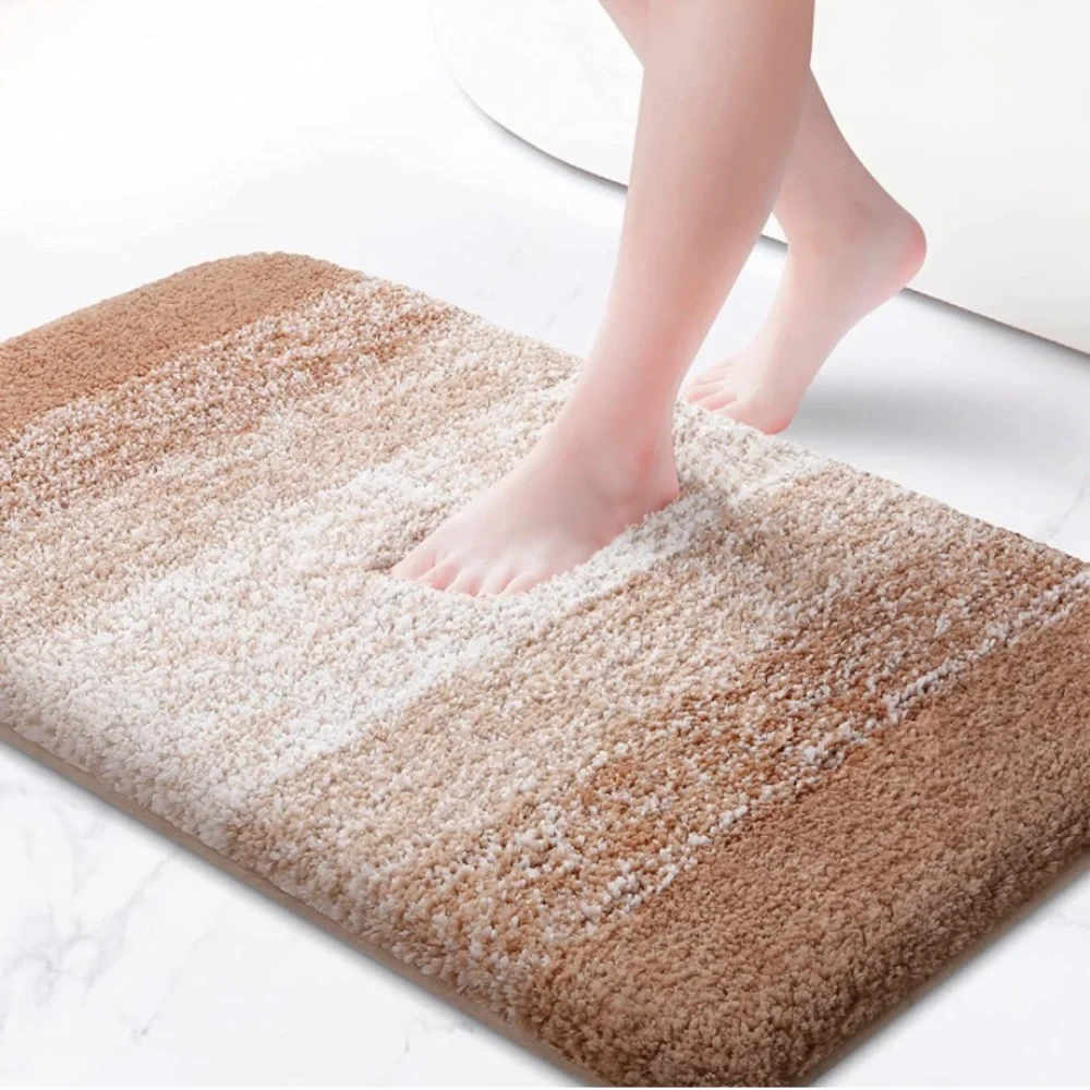 Luxury Home | Oversized Brown & Ivory Ombre Microfiber Shag Bathroom Rug